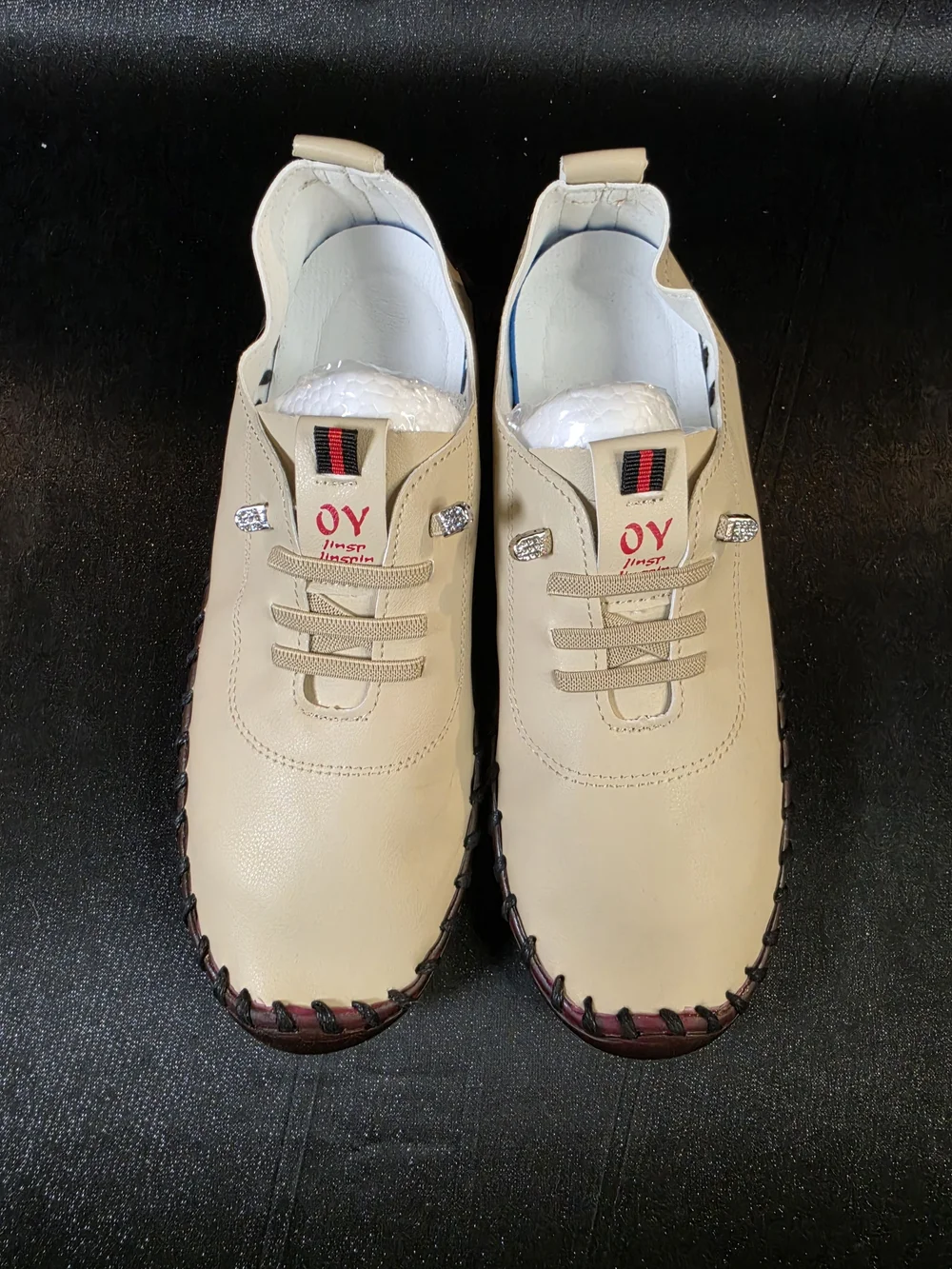 OY First Women's Comfort Walking Shoes Beige Lace Up Sneakers US 10 EU 41